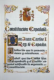 Sociales Collection: Spanish Constitution promulgated by Juan Carlos