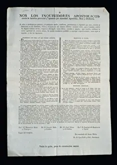 Heresy Prints: Spanish Inquisition. Document, 19th century. 1807