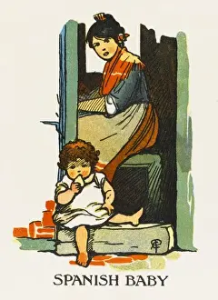 Door Step Prints: Spanish Mother & Child