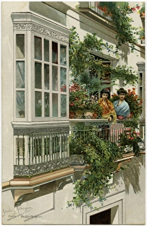 Andalusia Collection: Two Spanish women on a balcony - Cadiz, Southern Spain