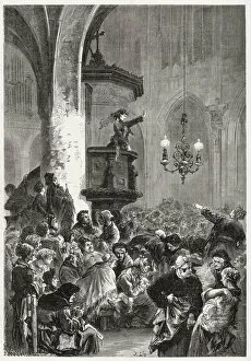 Images Dated 18th February 2021: A speaker addresses her fellow women revolutionaries in the church of Saint-Germain l'