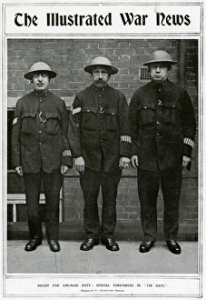 Images Dated 24th December 2015: Special Constables in tin hats, Illustrated War News, WW1