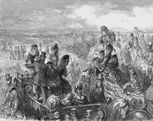 Spectators watching a cricket match as they get ready