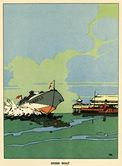 Speedboat Prints: Speed boat tearing through the water