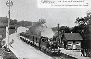 Locomotives Prints: Spettisbury station with train under steam