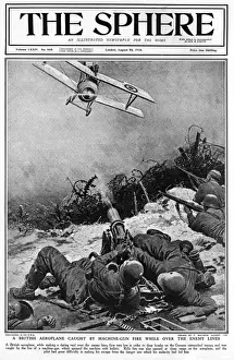 Daring Prints: Sphere cover - British plane caught by German gun fire
