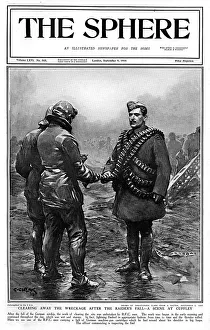 Airmen Gallery: Sphere cover - Clearing away wreckage at Cuffley, WW1