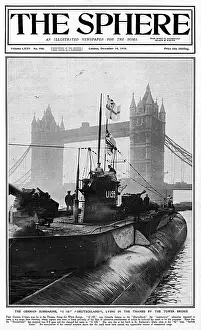 Sphere Prints: Sphere cover - German U boat in Thames by Tower Bridge
