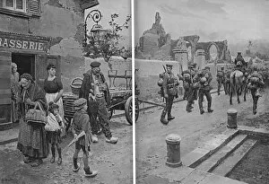 Matania Gallery: Sphere cover - Germans leave French village, 1918