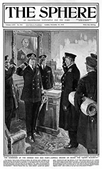 Admirals Gallery: Sphere cover - Surrender of German fleet by Matania