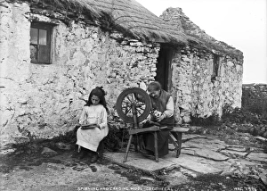 Girl at a spinning wheel