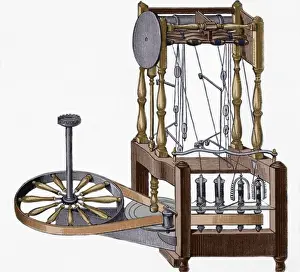 Revolution Prints: Spinning-frame. Designed in 1767 by Richard Arkwright (1732