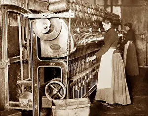 Loom Prints: A Spinning Frame, linen production, Victorian period