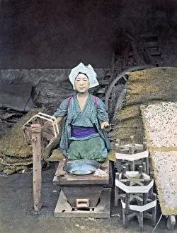 Spinning silk, Japan circa 1880s
