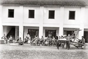 Spinning and weaving, Christian mission school, China
