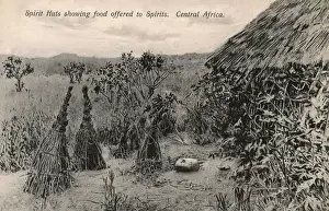 Packages Prints: Spirit Huts and food offerings for Spirits - Central Africa