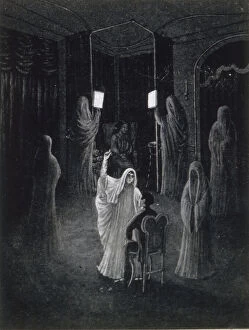 Luminous Collection: Spirits materialise at a seance organised by Achille Borgnis ; they are illuminated by luminous