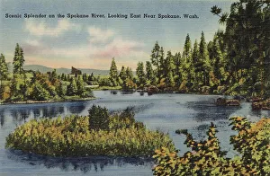 Spokane Prints: Spokane River, near Spokane (looking east), Washington State, USA Date: circa 1940