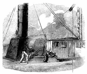 Cable Gallery: The Spool and Steam Engine used for Sounding the Atlantic, U