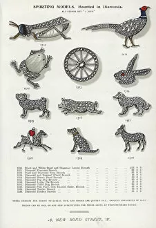 Precious Collection: Sporting brooches mounted in diamonds: pug