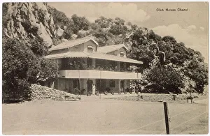 Sports Club House (viewed from football ground), Cherat Hill Station, North-West Frontier, British India (now in Pakistan). Date: circa 1908