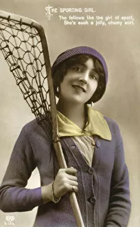 Mauve Collection: Sporty Lacrosse Girl