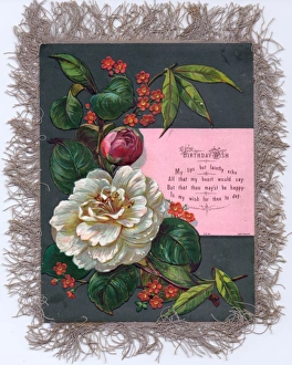Spray of flowers on a fabric birthday card