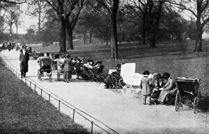 A spring scene in Hyde Park - nannies with their children