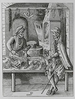 Guild Prints: The spur maker The armourer, 16th century. Engraving