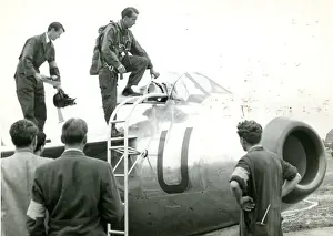 Sqn Ldr Bob Moore climbing into the cockpit of the proto?