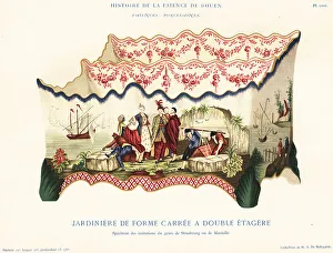 Crockery Prints: Square planter with partition, Rouen