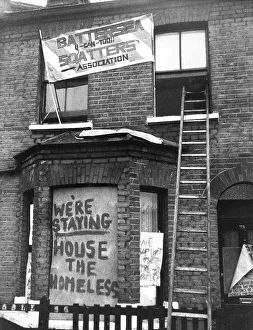 1977 Prints: Squatters protest, Battersea, South London