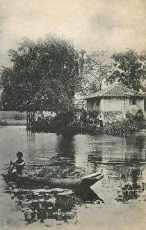 Villager Prints: Sri Lanka - Villager in his dugout canoe