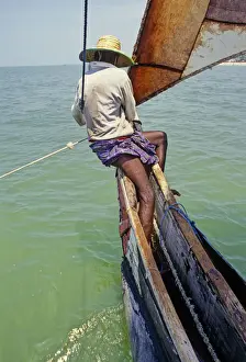 Colombo Prints: Sri Lankan fisherman in outrigger boat - 3