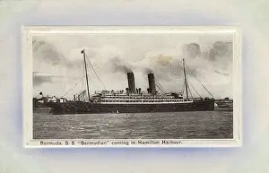 Bermudian Prints: Ss Bermudian arriving into Hamilton Harbour, Bermuda