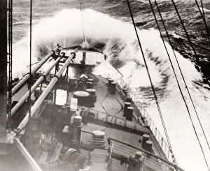 Storm Prints: SS Bremen, ship in heavy seas, Atlantic storm, 1933