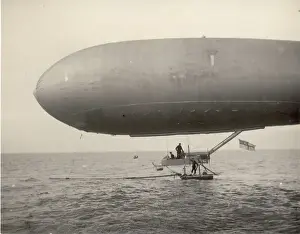 An SS-class airship moored at sea at the Naval Airship