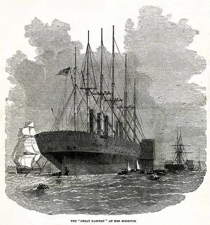 Images Dated 21st December 2018: SS Great Eastern - at her moorings in Deptford 1859