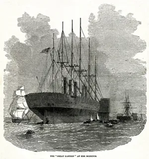 Images Dated 21st December 2018: SS Great Eastern - at her moorings in Deptford 1859