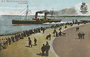 Departing Prints: SS Monas Queen leaving port at Fleetwood, Lancashire
