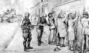 Images Dated 24th August 2004: SS Patrol searching Civilians, Warsaw, 1944