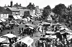 Buses Prints: St. Albans Market Day possibly 1920s