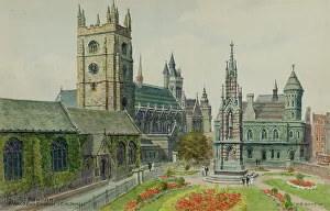 Guildhall Prints: St Andrew's Church and Guildhall, Plymouth, Devon