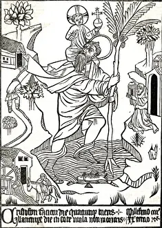 St Christopher / Woodcut