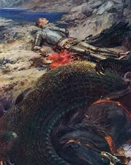 Knights Prints: St. George and the Dragon by Briton Riviere
