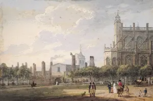 Bodycolour Prints: St. Georges Chapel, Windsor, from inside Henry VIII Gate