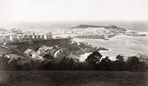 St Ives with fishing boats in the harbour, Cornwall, c. 1880 s