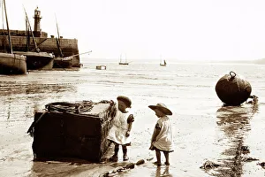 St. Ives Girls Playing on the Beach Victorian period