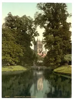Cambridge Prints: St. Johns College, chapel from the river, Cambridge, Englan