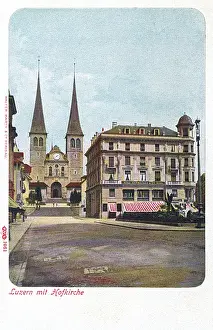 Spires Prints: St Leodegar Hofkirche, Lucerne, Switzerland